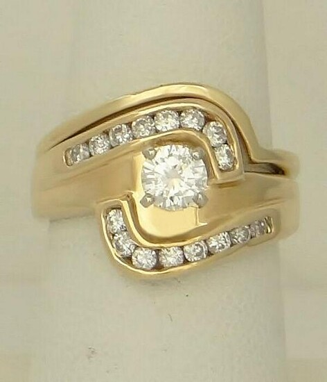 .85ct DIAMOND ROUND ENGAGEMENT WEDDING SET TWO RING