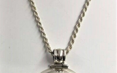 .925 Sterling Silver Necklace with Round Window Pendant