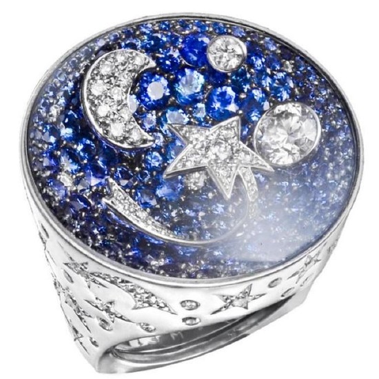 Chanel Comete Diamond Sapphire White Gold Large Ring