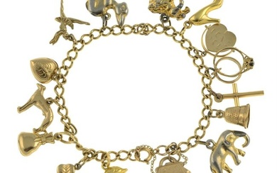 9ct gold charm bracelet, with charms