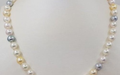 9x11.5mm Round White Edison Freshwater Pearls - Necklace