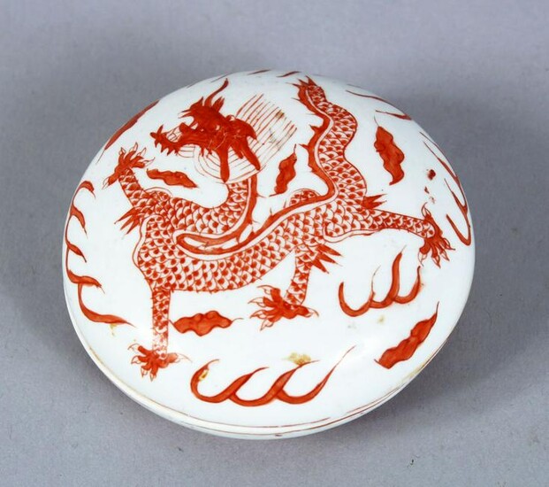 A 19TH / 20TH CENTURY CHINESE IRON RED PORCELAIN BOX &