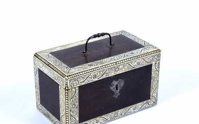 A 19th century Anglo Indian Colonial hardwood tea caddy