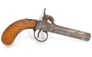 A 19th century percussion cap pocket pistol with screw-off barrel,...