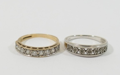 A 9 carat gold cubic zirconia set half eternity ring, Birmin...