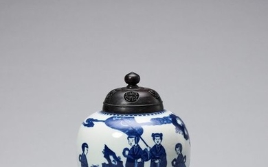 A BLUE AND WHITE GINGER JAR, QING