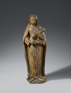 A Burgundian carved limestone figure of the V ..., Madonna mit Kind
