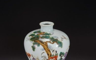 A CHINESE FAMILLE ROSE 'LADIES IN GARDEN' VASE