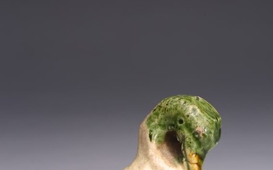 A CHINESE GREEN GLAZE POTTERY GOOSE