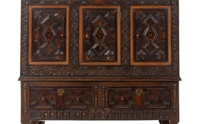 A Charles II Style Oak Cabinet on Stand