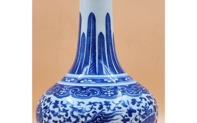A Chinese Blue And White Bottle vase With Seal Mark Qianlong