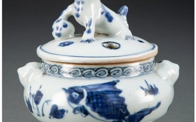 A Chinese Blue and White Covered Censer, Ming Dy
