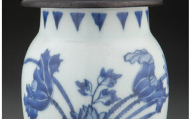 A Chinese Blue and White Covered Vase with Jade Finial