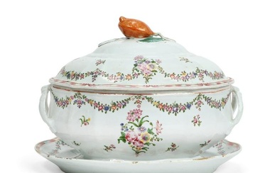 A Chinese Export Famille Rose armorial tureen