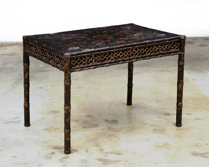 A Chinese Export black & gilt lacquer games table