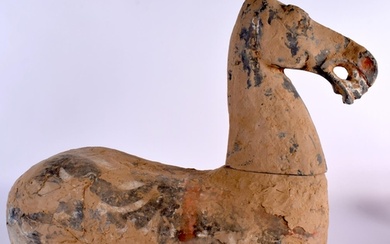 A Chinese Grey Pottery Horse with much of the original paint...