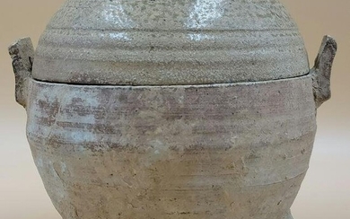 A Chinese Han Dynasty Glazed Pottery Ding Salt Glaze