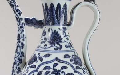 A Chinese Lidded Blue and White Fortune Porcelain Ewer