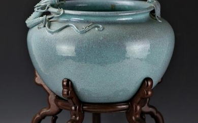 A Chinese Lujun Splash-Glazed Bat and Dragon Porcelain