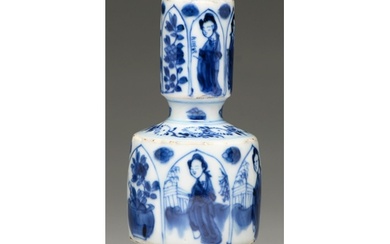 A Chinese blue and white vase, 18th c, painted in two regist...