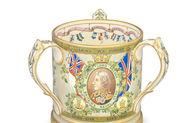 A Copeland commemorative tyg or loving cup, dated 1905