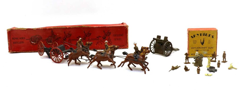 A Crescent Toys Royal Horse Artillery six horse gun team