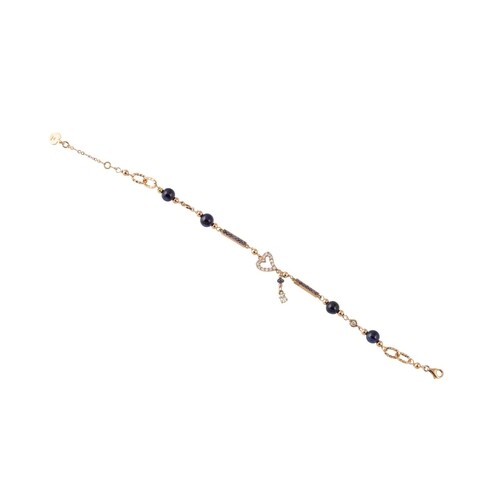 A DIAMOND AND SAPPHIRE BRACELET, set with sapphire beads and...