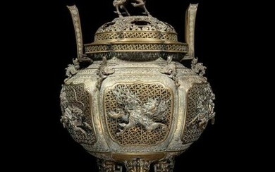 A Fine and Large Brass Covered Incense Burner