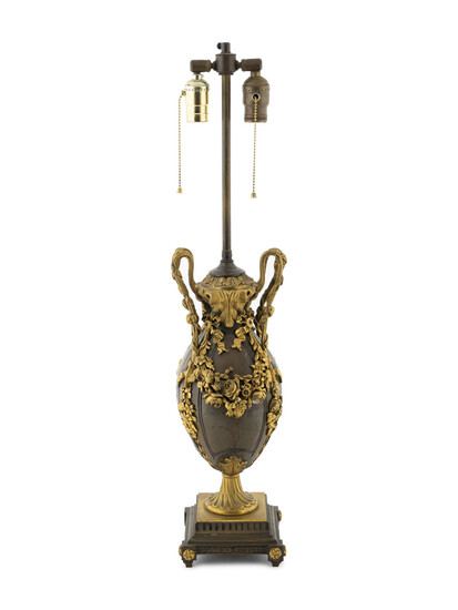 A French Bronze and Gilt Metal Mounted Lamp