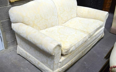 A GOOD QUALITY YELLOW GROUND UPHOLSTERED TWO SEATER