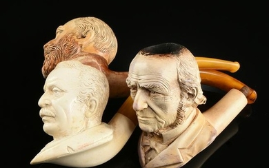 A GROUP OF SEVEN ANGLO-AUSTRIAN CARVED MEERSCHAUM