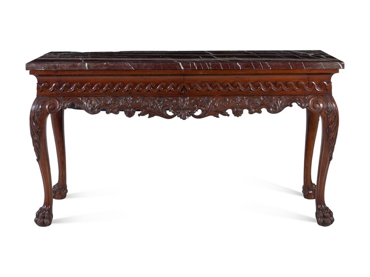 A George II Style Carved Mahogany Console Table