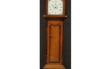A George III mahogany and oak longcase clock, 31cm arched pa...