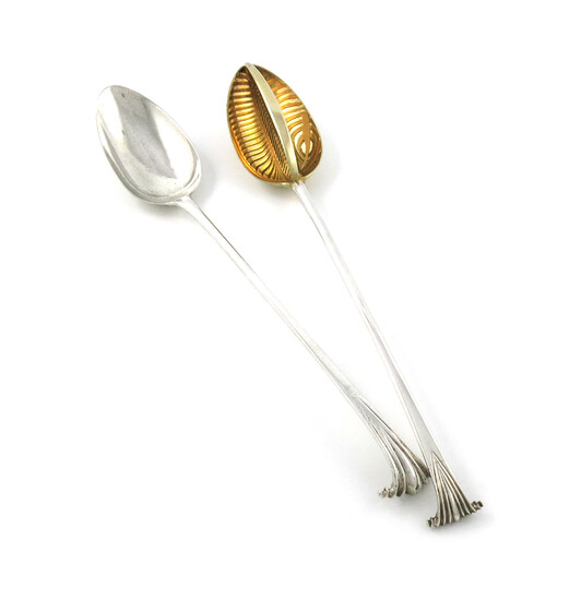 A George III silver Onslow pattern straining spoon