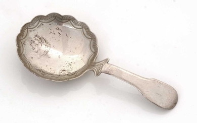 A George III silver caddy spoon.