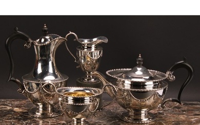 A George V Regency style silver four piece tea service, comp...