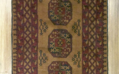 A HANDKNOTTED PURE WOOL PERSIAN TURKOMAN RUG
