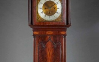 A LATE GEORGE III MAHOGANY QUARTER CHIMING ASTRONOMICAL LONGCASE CLOCK WITH RHOMBOID PENDULUM, BY WILLIAM LEIGH, NEWTON