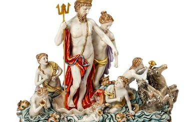 A Large Continental Porcelain Figure of Neptune Height