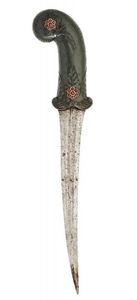 A Mughal gem-set jade hilted dagger, India,...
