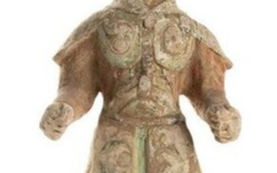 A PAINTED CERAMIC FUNERARY MODEL OF A SOLDIER China