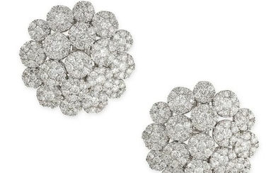 A PAIR OF DIAMOND CLUSTER EARRINGS Floral design