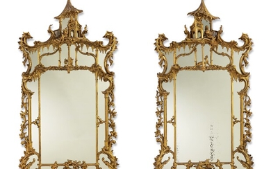 A PAIR OF GEORGE II STYLE GILTWOOD MIRRORS
