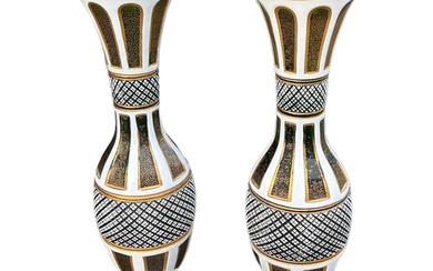 A PAIR OF LATE 19TH/EARLY 20TH CENTURY BOHEMIAN GLASS VASES ...