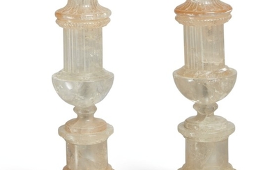 A PAIR OF ROCK CRYSTAL TABLE LAMPS