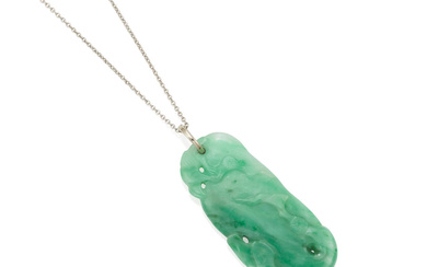 A PLATINUM AND JADE NECKLACE