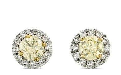 A Pair Of Diamond Halo Stud Earrings 0.57ct NATURAL