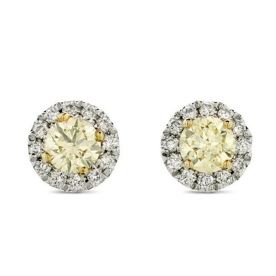 A Pair Of Diamond Halo Stud Earrings 0.57ct NATURAL