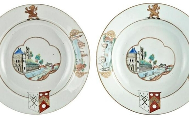 A Pair of Chinese Porcelain Armorial Plates Circa 1745