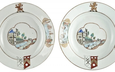 A Pair of Chinese Porcelain Armorial Plates